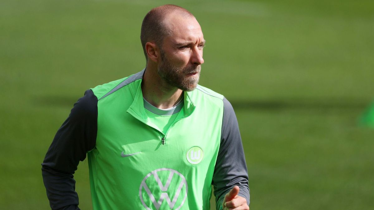 Eriksen bei seinem ersten Training in Wolfsburg