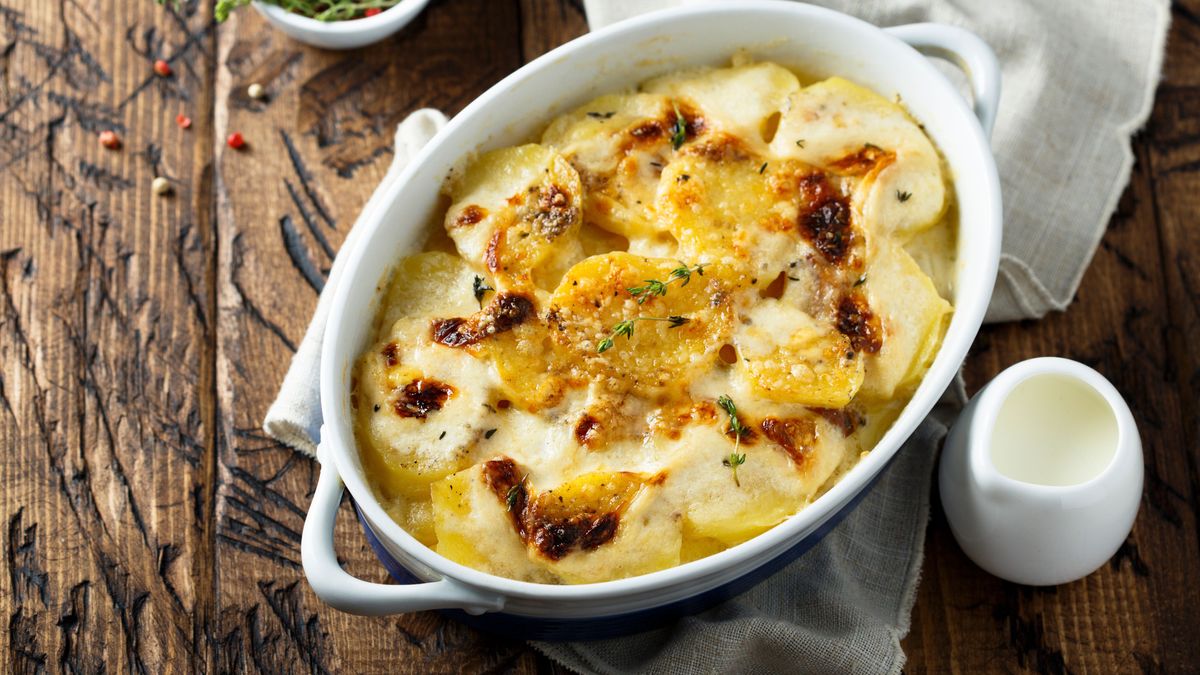 Rezept für Pastinaken-Kartoffel-Gratin mit Äpfeln