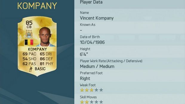 
                <strong>Vincent Kompany</strong><br>
                Spielerwert: 85 (-1) - Vincent Kompany. Vorheriger Gesamtwert: 86.
              