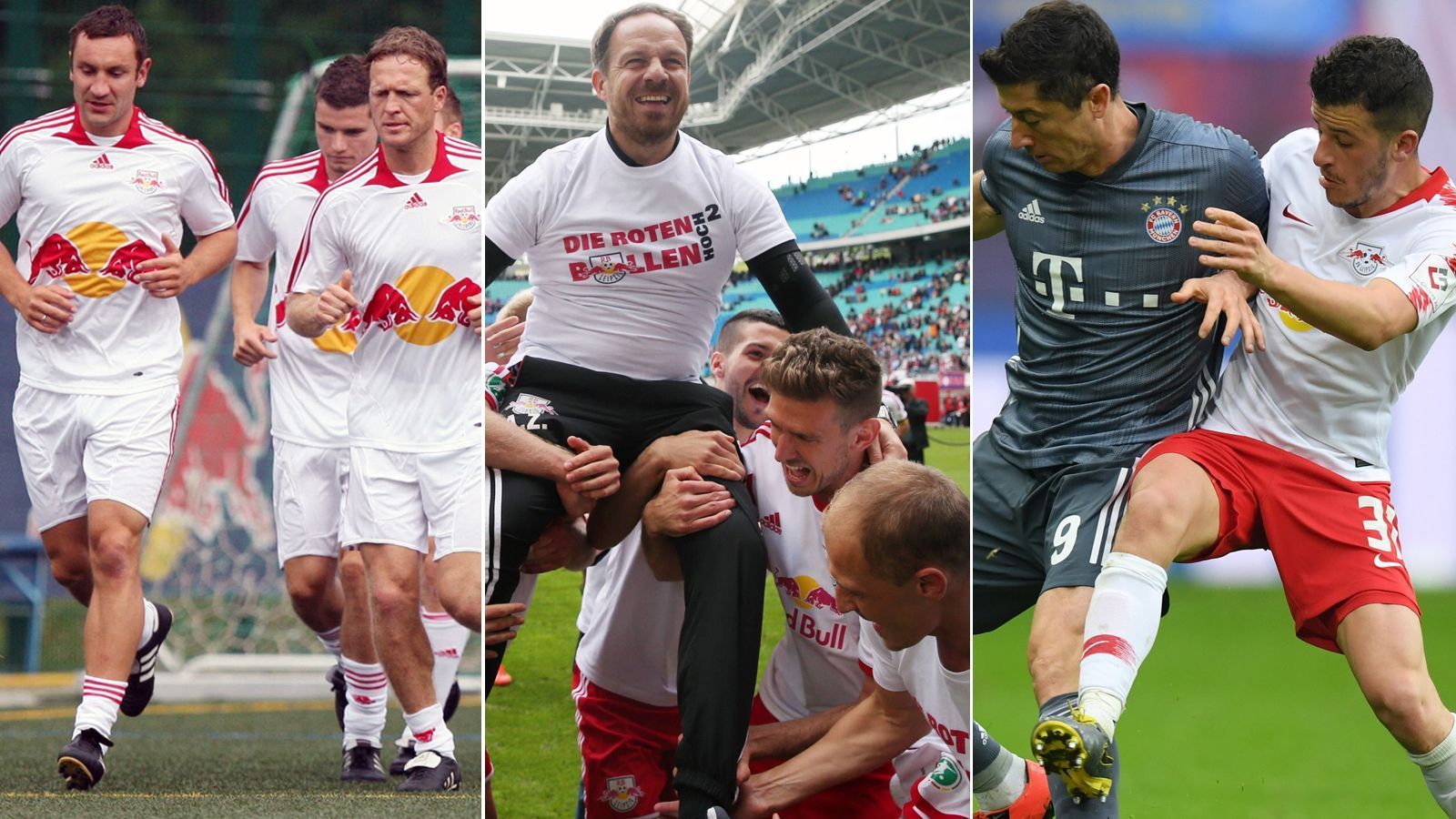 
                <strong>10 Jahre RB Leipzig - die Entwicklung vom Oberligisten zum Bayern-Herausforderer</strong><br>
                In nur zehn Jahren schaffte es RB Leipzig nicht zuletzt dank der Red-Bull-Millionen von der Oberliga bis in die Bundesliga und kämpft dieses Jahr sogar erstmals um den Titel im DFB-Pokal. ran.de zeigt die rasante Entwicklung des Klubs seit der Gründung im Jahr 2009.
              