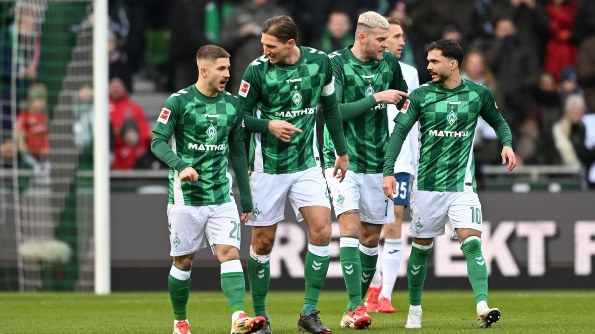 GER, 1. FBL, SV Werder Bremen vs TSG 1899 Hoffenheim 16.02.2025, wohninvest Weserstadion, Bremen, GER, 1. FBL, SV Werder Bremen vs TSG 1899 Hoffenheim im Bild picture shows Torjubel bei SV Werder B...