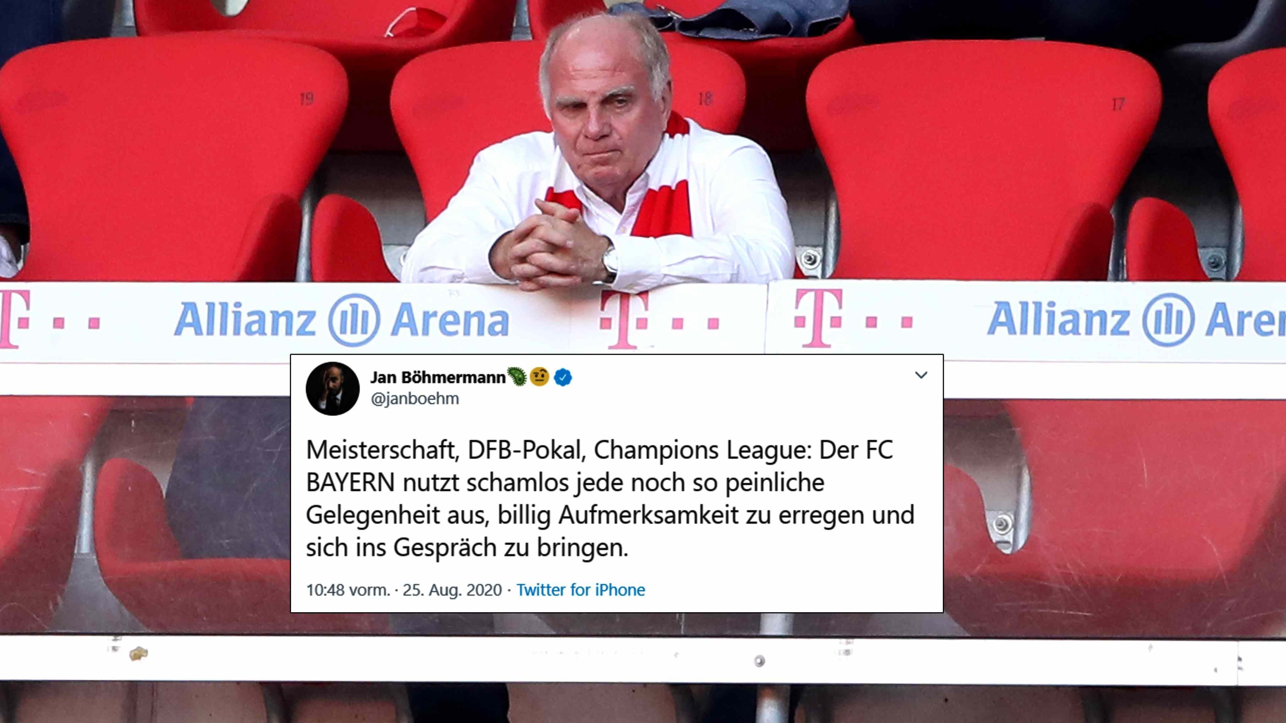 
                <strong>Jan Böhmermann legt gegen den FC Bayern nach</strong><br>
                Auch am Dienstagnachmittag schießt der Satiriker Jan Böhmermann weiter gegen den FC Bayern. Obwohl in diesem Tweet mehr Ironie versteckt ist, als in denen zuvor, scheint Böhmermann kein Freund des deutschen Rekordmeisters zu sein.
              