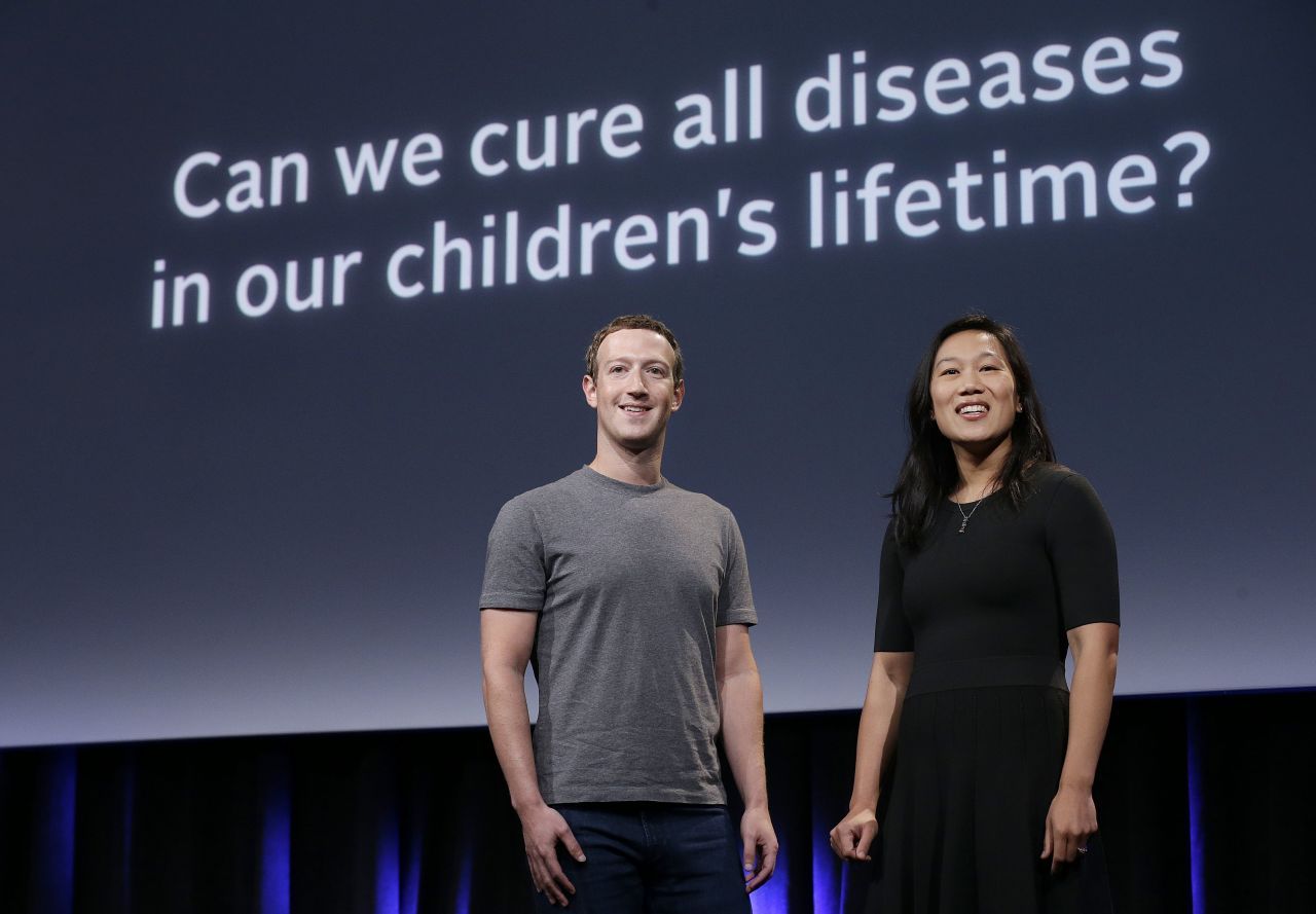 September 2016: Zuckerberg und seine Frau Priscilla Chan geben bekannt, innerhalb von 10 Jahren 3 Milliarden Dollar für den Kampf gegen Krankheiten zu spenden.