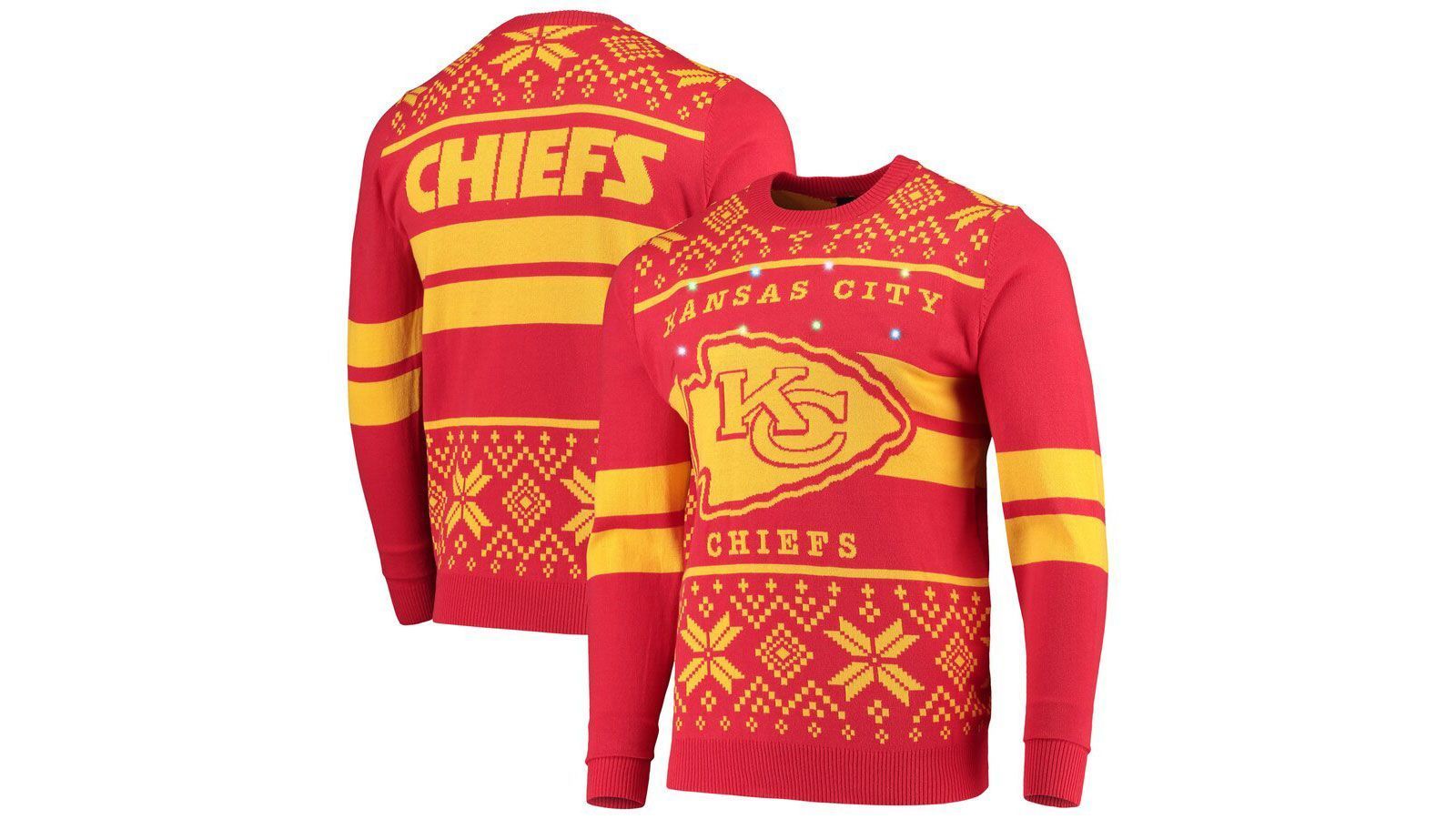 Chiefs christmas sweater light up hotsell