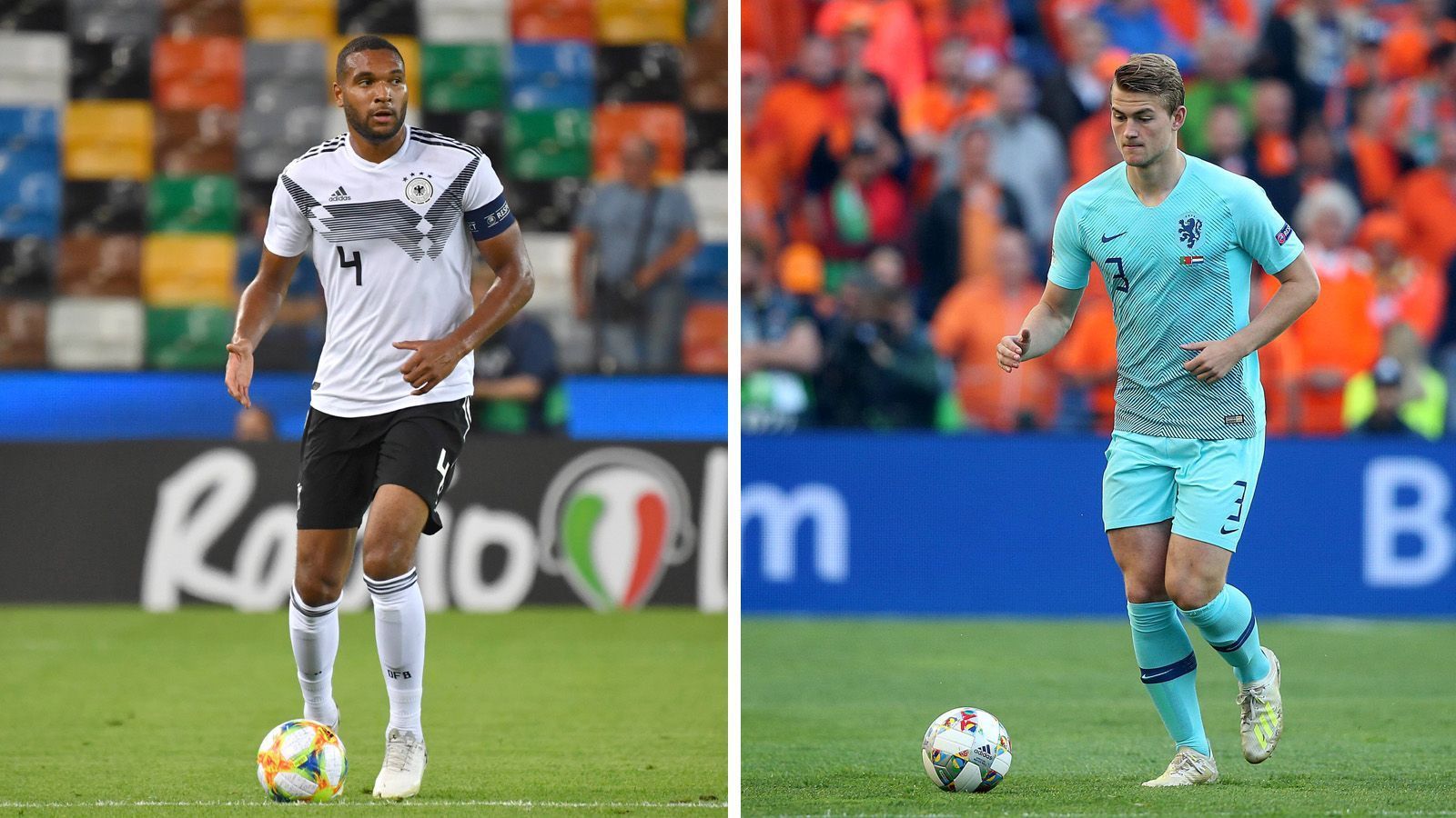 
                <strong>Innenverteidigung: Jonathan Tah vs. Mathijs De Ligt </strong><br>
                Jonathan Tah ist einer der Spieler, der die Fußstapfen von Mats Hummels und Jerome Boateng füllen soll. In Leverkusen zeigt der ehemalige U21-Kapitän, dass er mit seinen erst 23 Jahren bereits über jede Menge Leaderqualitäten verfügt. Weitere Stärken des Leverkuseners sind seine Physis und Kopfballstärke. Gegenüber steht Juvenuts-Königstransfer Mathijs de Ligt, den sich die Italiener 70 Millionen Euro kosten ließen. Mit 19 Jahren führte er Ajax Amsterdam in diesem Jahr als Kapitän bis ins Halbfinale der Champions League. Sein Aufbauspiel und seine Kopfballstärke zeichnen den Youngster aus. Die Defensivzentrale ist das Prunkstück der niederländischen Nationalmannschaft, daher heißt es: Punkt für de Ligt. 2:2 
              