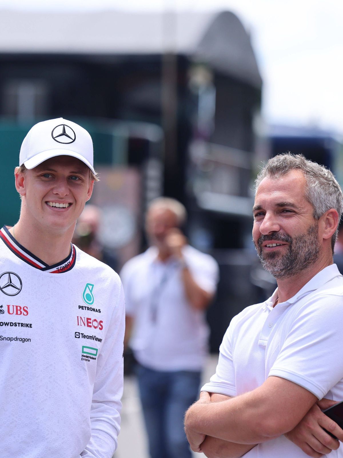 Mick Schumacher (Mercedes AMG Petronas Formula One Team, Test- und Ersatzfahrer), Timo Glock, Media Day, AUT, Oesterreich, Formel 1 Weltmeisterschaft, Austrian Grand Prix, 27.06.2024 AUT, Formel 1,...