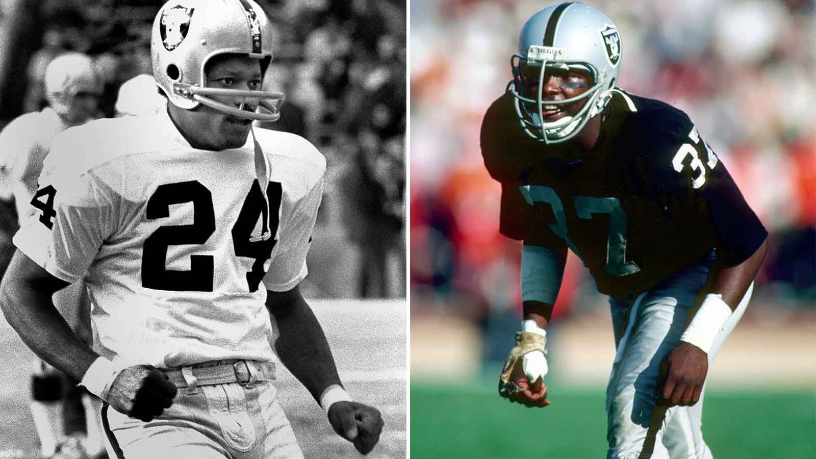 
                <strong>Las Vegas Raiders</strong><br>
                &#x2022; Franchise-Rekord (all-time): Willie Brown (links), 1967-78; und Lester Hayes (rechts), 1977-86: 39<br>&#x2022; Franchise-Rekord (eine Saison): Lester Hayes, 1980: 13<br>
              