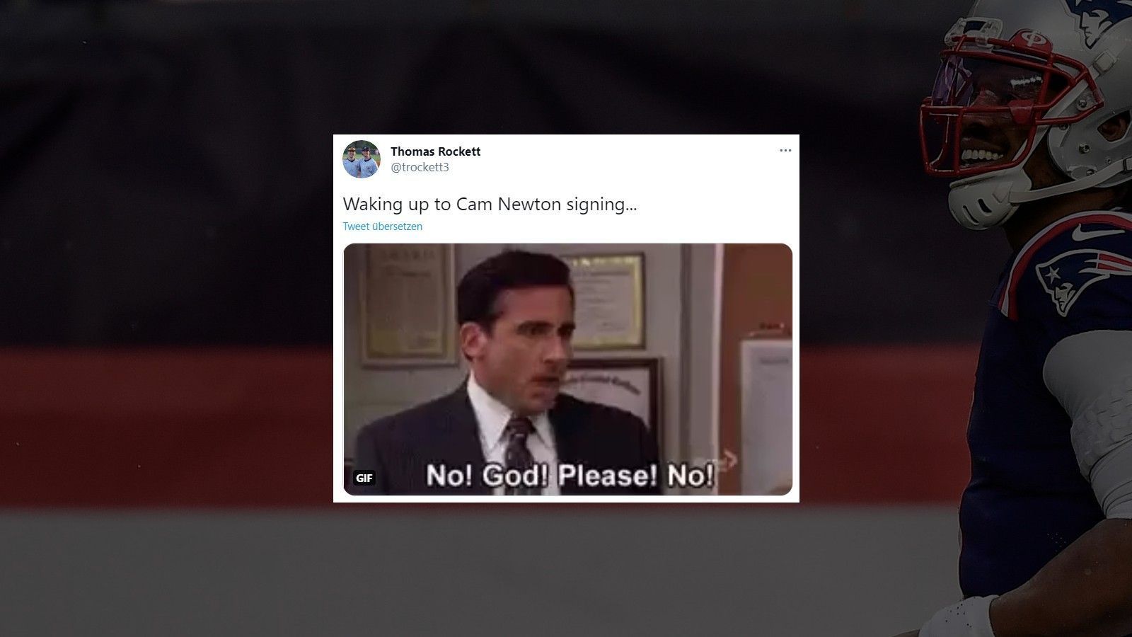 
                <strong>Netzreaktionen zum Verbleib von Cam Newton</strong><br>
                Cam Newton verlängert? Für viele Patriots-Fans scheint das ein Albtraum zu sein.
              