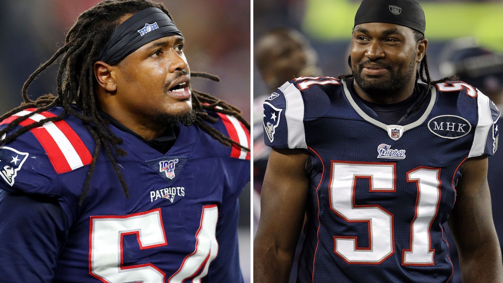 
                <strong>Inside Linebacker</strong><br>
                Dont'a Hightower (l.)bei Patriots: seit 2012Erfolge: drei Super-Bowl-Siege, zweimaliger Pro BowlerJerod Mayobei Patriots: 2008 bis 2015Erfolge: ein Super-Bowl-Sieg, zweimaliger Pro Bowler
              