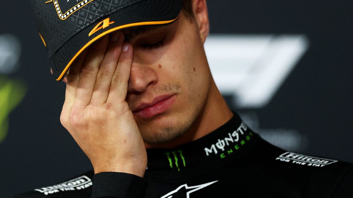 McLaren-Fahrer Lando Norris in der Pressekonferenz von Las Vegas 2025