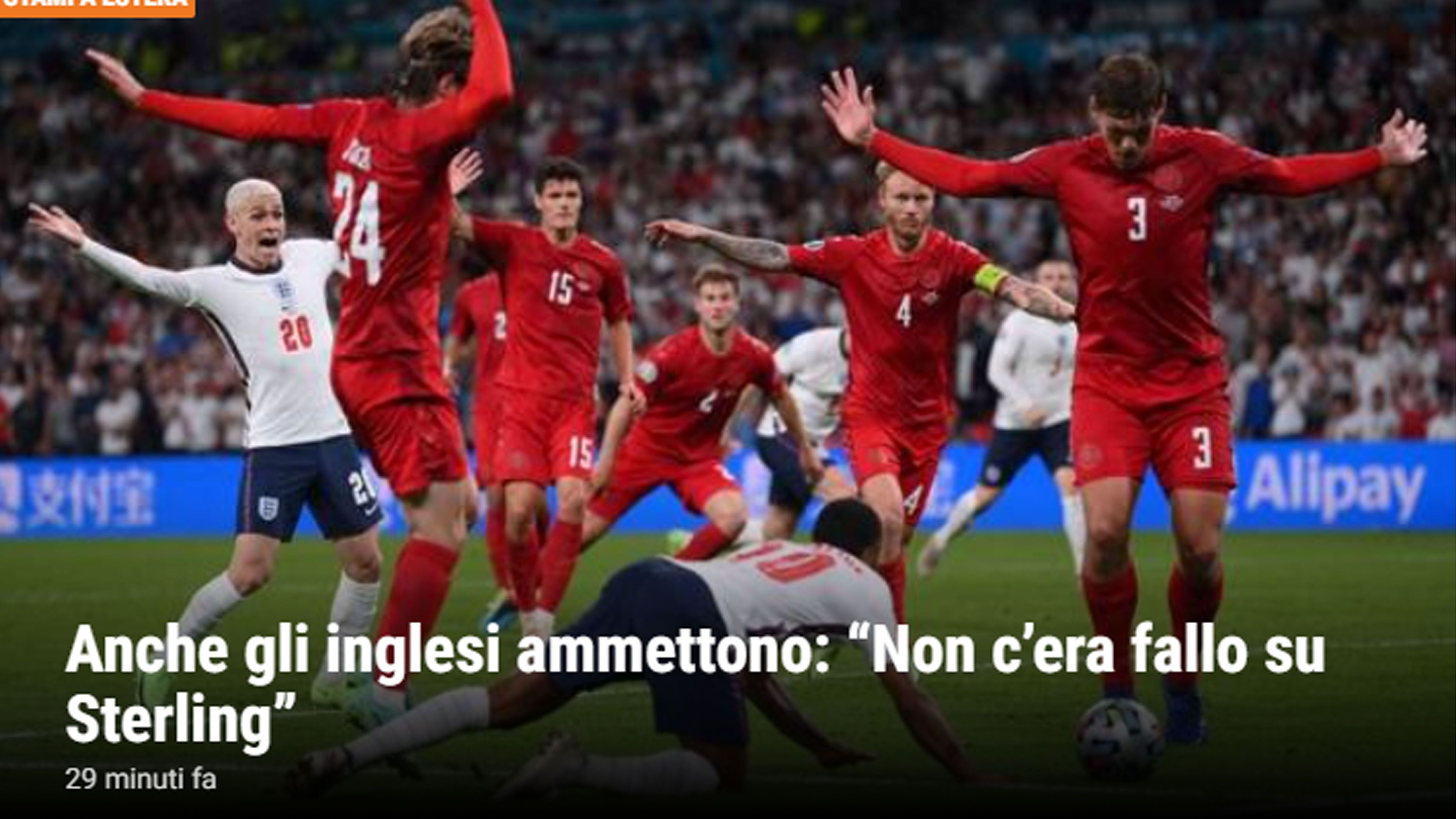 
                <strong>Gazzetta: "Sogar die Briten geben es zu!"</strong><br>
                Bei den italienischen Kollegen von der "Gazzetta dello Sport" werden die Engländer zitiert: "Sogar die Briten geben zu, es war kein Foul an Sterling!" 
              