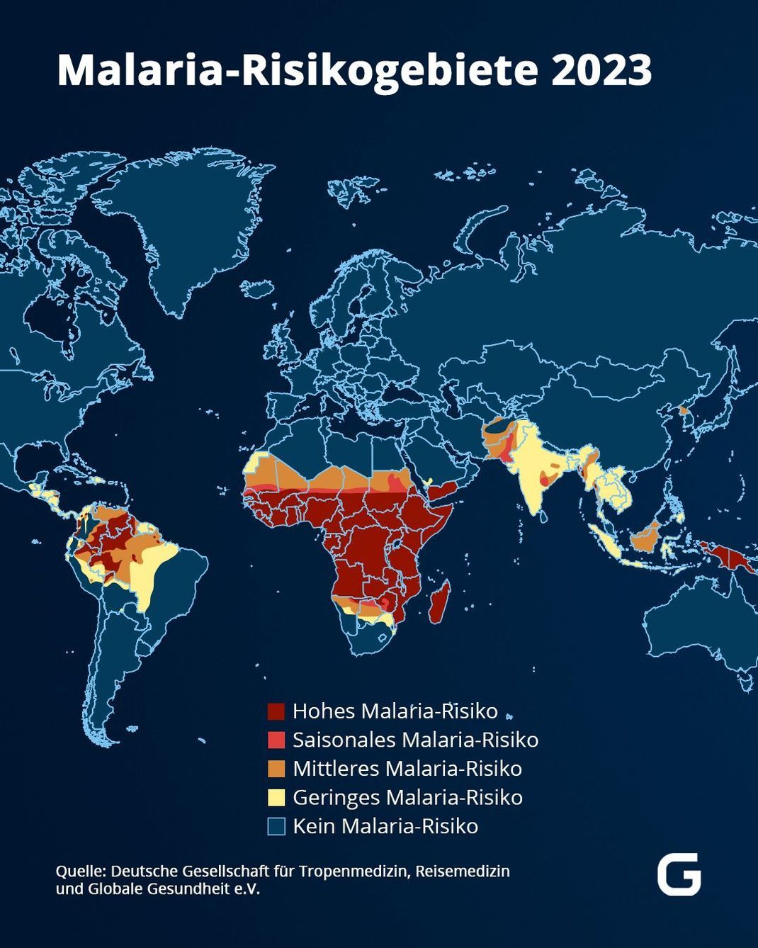 In diesen Gebieten herrscht Malaria-Risiko