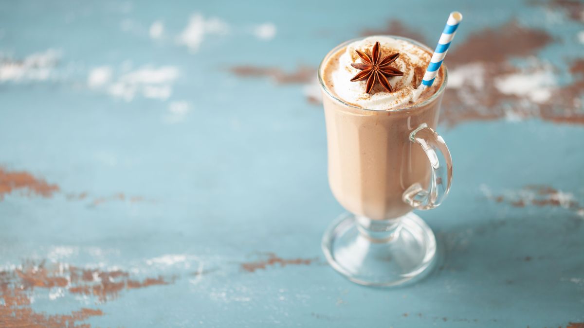 Lumumba cocktail or Tote Tante. Alcohol christmas drink with cocoa, rum and cream.