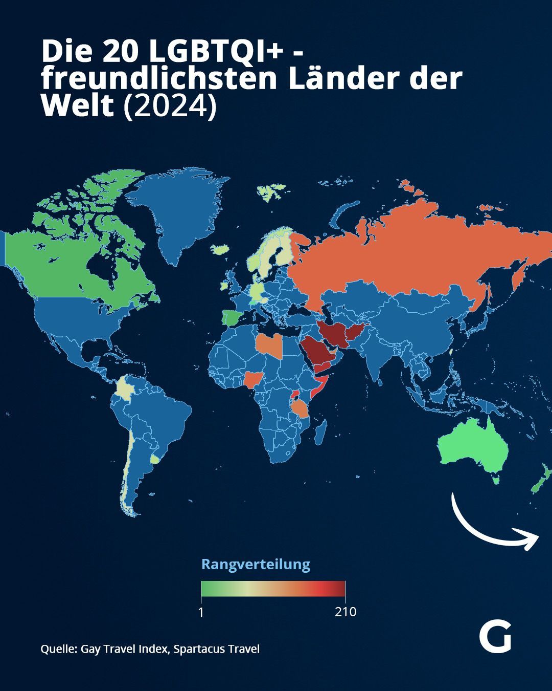 Die 20 LGBTQI+-freundlichsten Länder der Welt (2024)