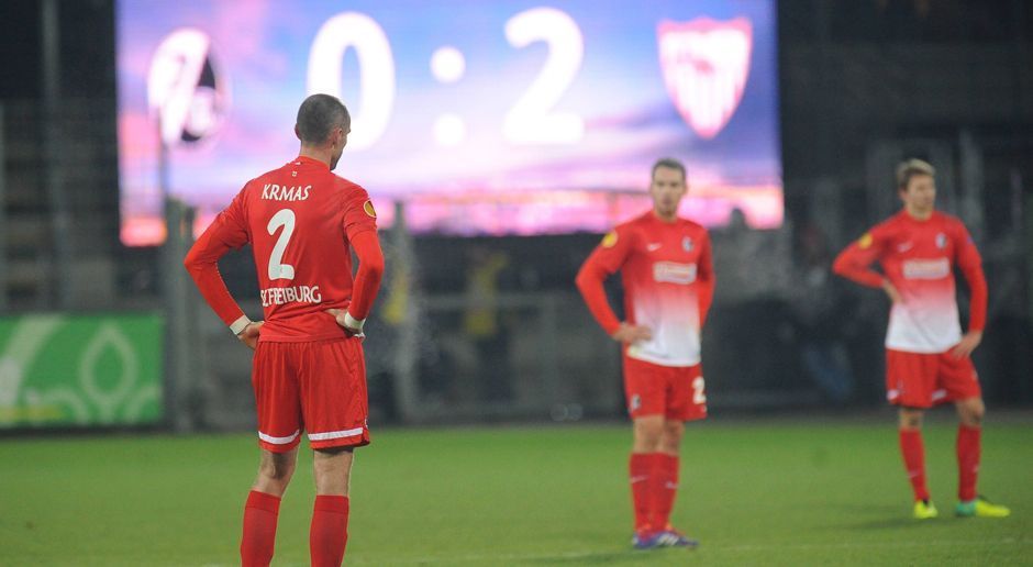 
                <strong>Saison 2013/14: SC Freiburg</strong><br>
                Aus in der GruppenphaseGegner: FC Sevilla (0:2, 0:2), Slovan Liberec (2:2, 2:1) und GD Estoril (1:1, 0:0)
              