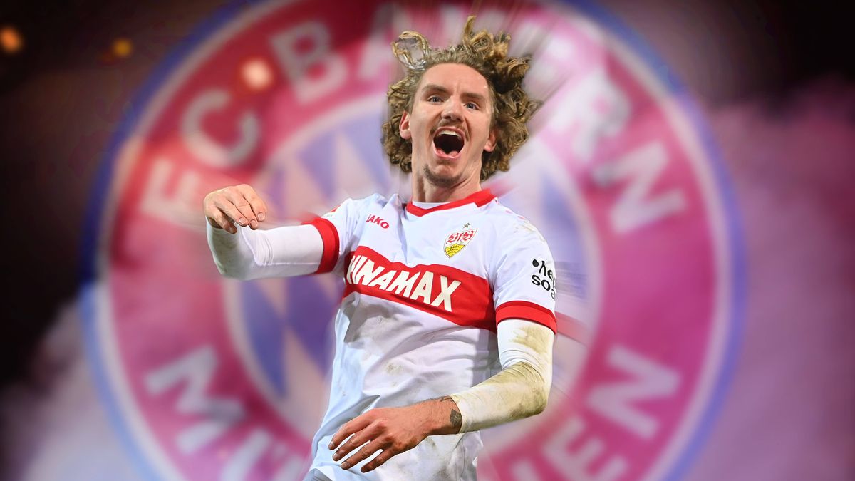 FOTOMONTAGE: Nick WOLTEMADE (VFB Stuttgart) wechselt angeblich zum FC Bayern Muenchen! ARCHIVFOTO. Jubel,Freude,Begeisterung, *** PHOTOMONTAGE Nick WOLTEMADE VFB Stuttgart allegedly moves to FC Bay...