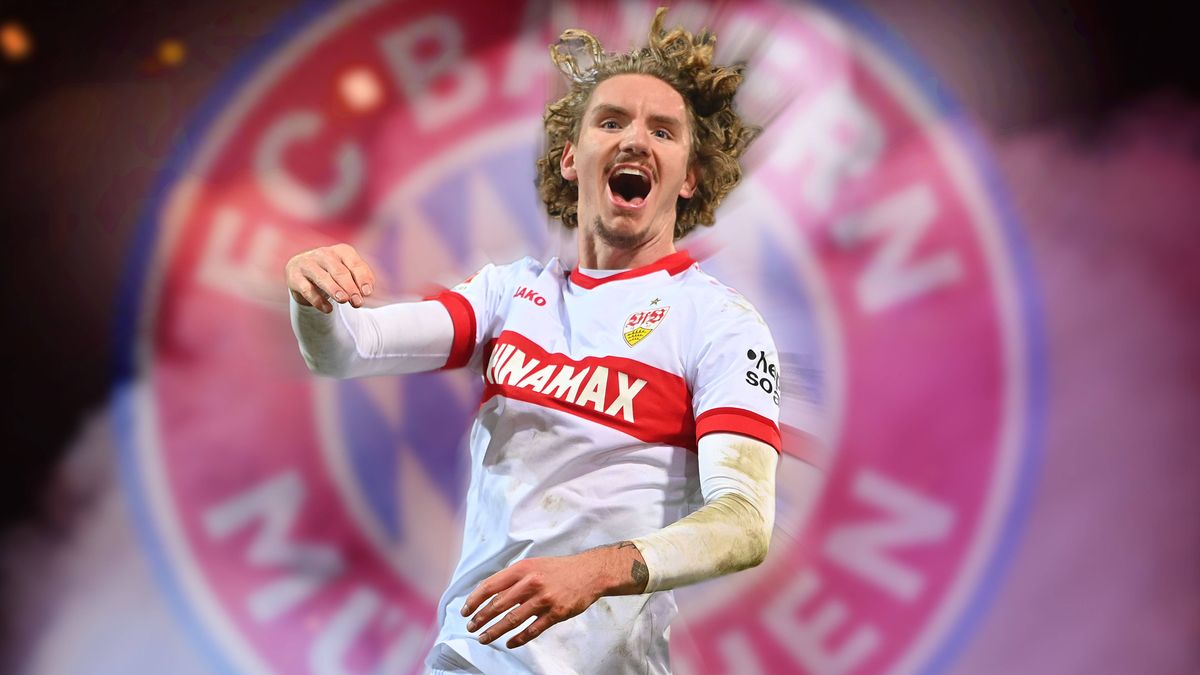 FOTOMONTAGE: Nick WOLTEMADE (VFB Stuttgart) wechselt angeblich zum FC Bayern Muenchen! ARCHIVFOTO. Jubel,Freude,Begeisterung, *** PHOTOMONTAGE Nick WOLTEMADE VFB Stuttgart allegedly moves to FC Bay...