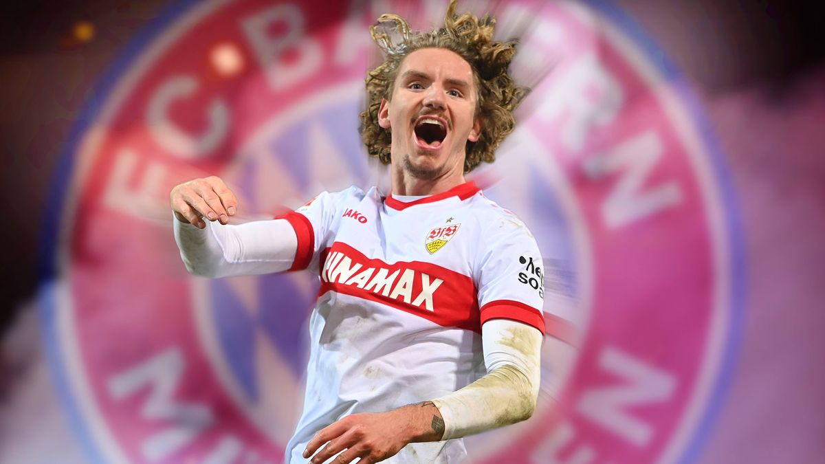 FOTOMONTAGE: Nick WOLTEMADE (VFB Stuttgart) wechselt angeblich zum FC Bayern Muenchen! ARCHIVFOTO. Jubel,Freude,Begeisterung, *** PHOTOMONTAGE Nick WOLTEMADE VFB Stuttgart allegedly moves to FC Bay...