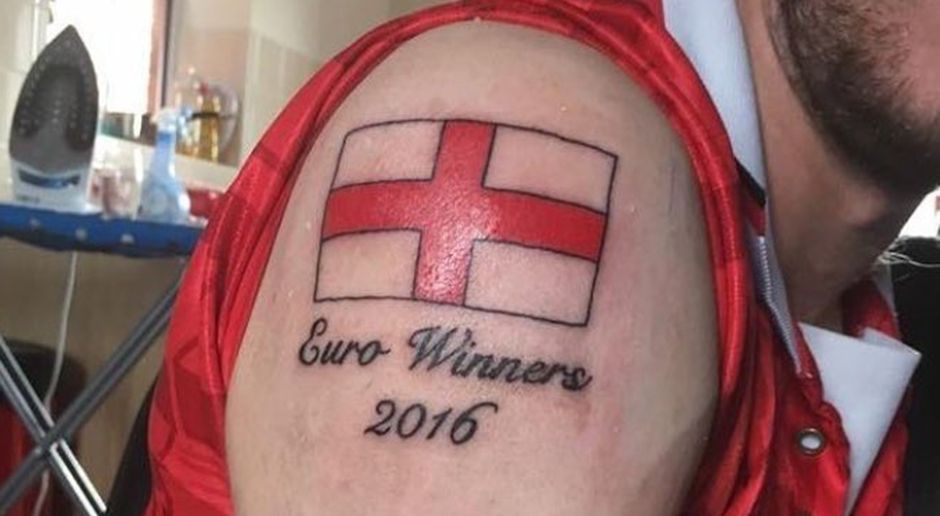 
                <strong>Optimistischer England-Fan</strong><br>
                Manchmal ist die Fan-Liebe einfach stärker als der Verstand. Dieser englische Fan setzte alles auf einen EM-Sieg der Three Lions im Sommer 2016.
              
