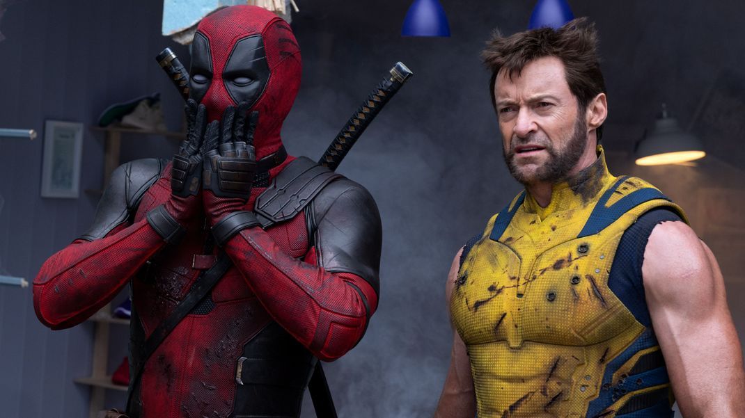 Ryan Reynolds als Deadpool/Wade Wilson und Hugh Jackman als Wolverine/Logan in "Deadpool & Wolverine" (Kinostart: 24. Juli 2024)