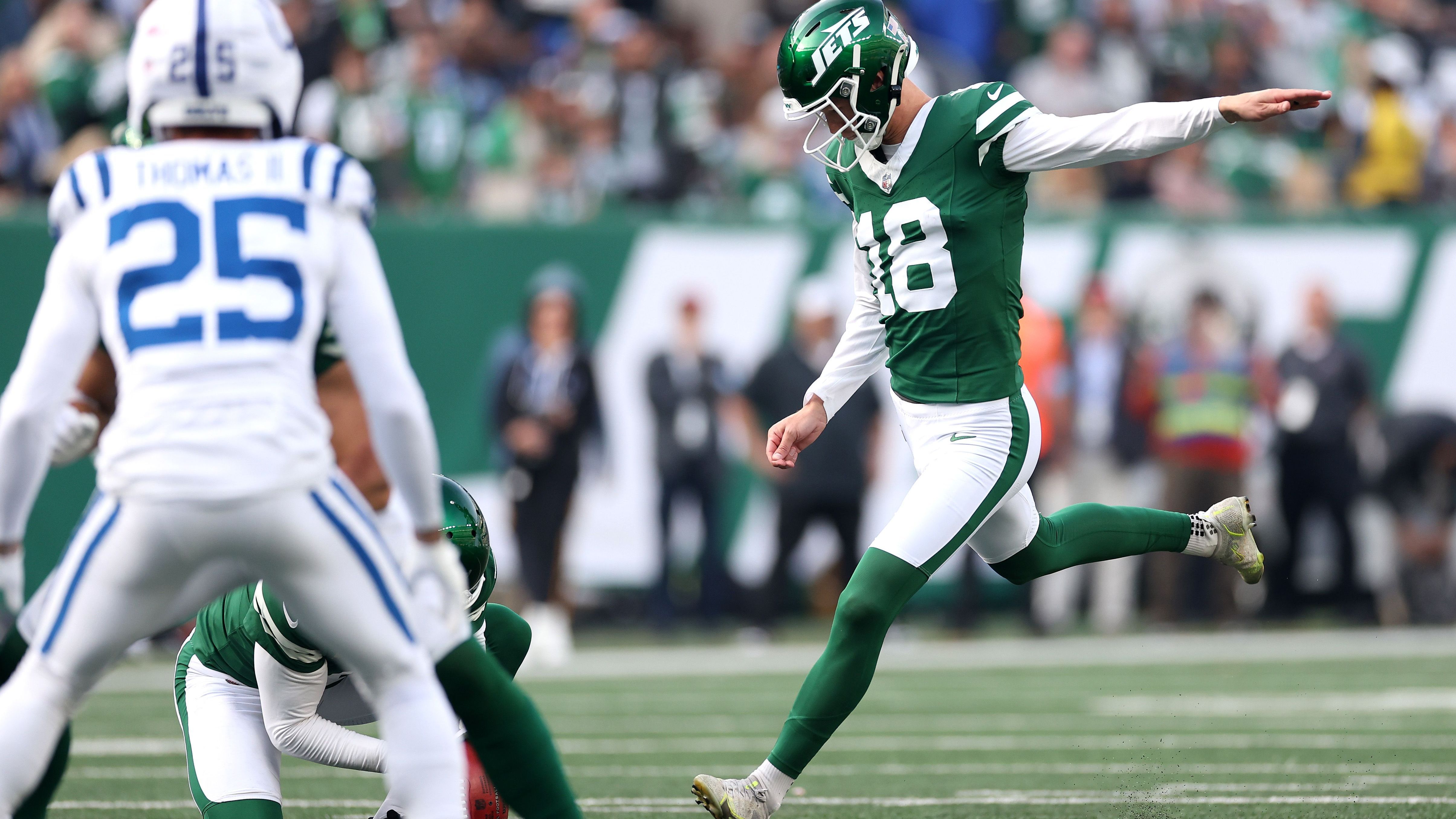 <strong>New York Jets<br></strong>Anders Carlson (Bild) hat sich den Starter-Job bei den Jets gesichert. Der zuletzt ohnehin schwächelnde Greg "The Leg" Zuerlein ist auf IR gelandet.