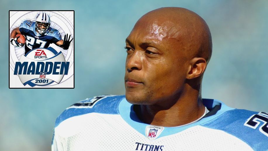 <strong>2001 - Eddie George</strong><br>2000 spielte George noch im Super Bowl mit den Titans. Mit jeweils mehr als 1.200 Rushing Yards in den vier vorherigen Spielzeiten gehörte er zu den Besten. Auch nachdem er auf dem Madden-Cover zu sehen war, lief es erst gut. Doch im Playoff-Spiel gegen die Ravens war er für eine Interception verantwortlich – die Titans verloren und George konnte nie mehr an seine Leistungen anknüpfen.
