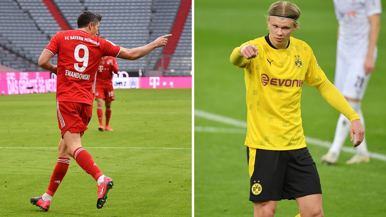 
                <strong>Robert Lewandowski vs. Erling Haaland: Das Duell der Superstürmer</strong><br>
                Es ist das Top-Duell der vergangenen Jahre, wenn der FC Bayern und Borussia Dortmund aufeinandertreffen. Am Samstagabend (ab 18:30 Uhr im Liveticker) ist es wieder einmal soweit, dann richten sich die Blicke vor allem auf die Starstürmer Robert Lewandowski und Erling Haaland. ran unterzieht die beiden Akteure des Generationen-Duells einem Vergleich.
              