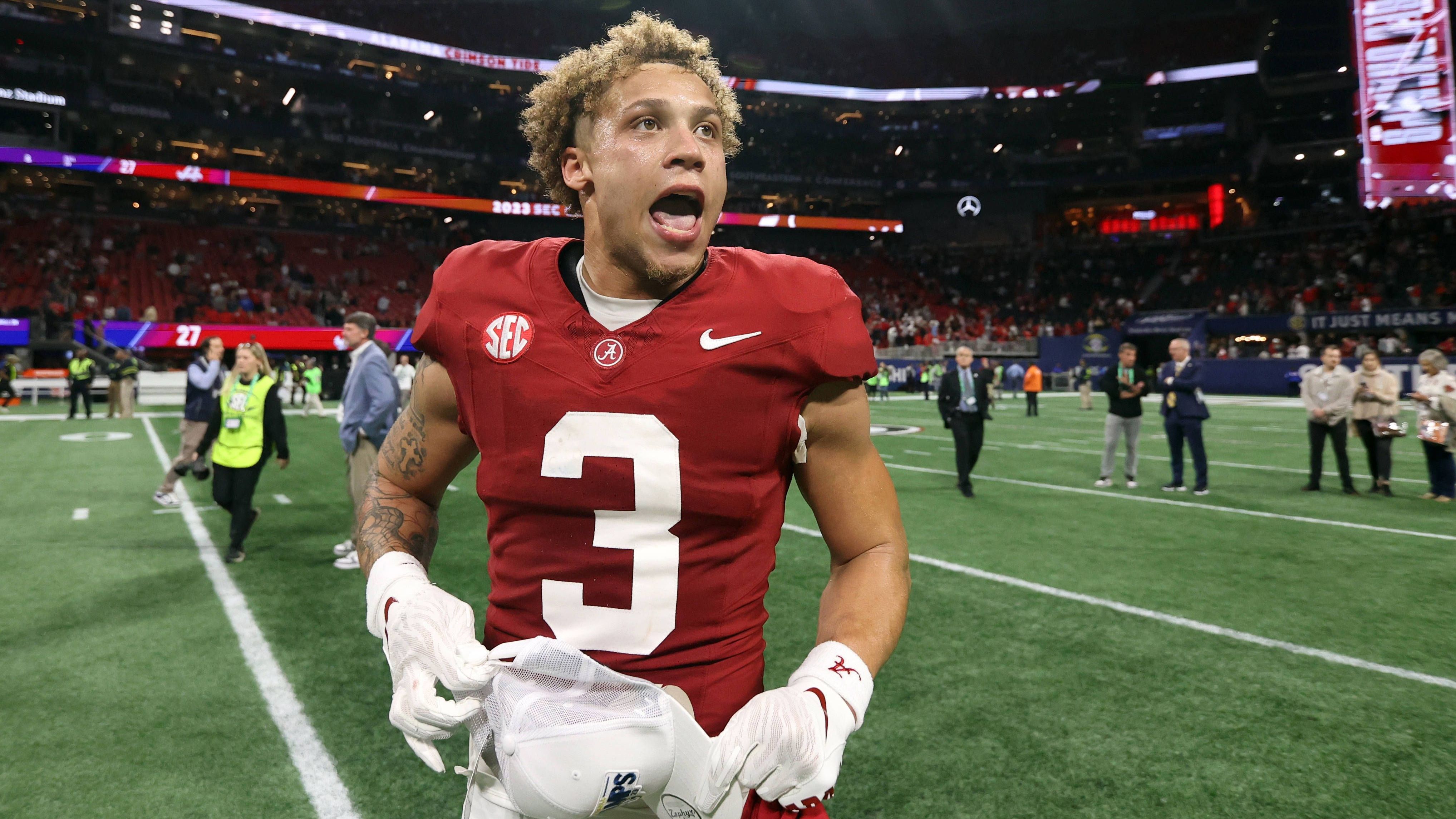 <strong>9. Platz: Jermaine Burton - Stärken<br></strong>Vier Jahre sammelte Jermaine Burton Receiving Yards im College-Football. Insgesamt gelangen dem 22-Jährigen bei Georgia (2020-2021) und Alabama (2022-2023) 132 Catches für 2.376 Yards und 23 Touchdowns. Burton kann im Slot als auch als Outside-Receiver aufgestellt werden. Er punktet besonders mit Tempo, Agilität und Fangsicherheit (vier Drops in vier Jahren).