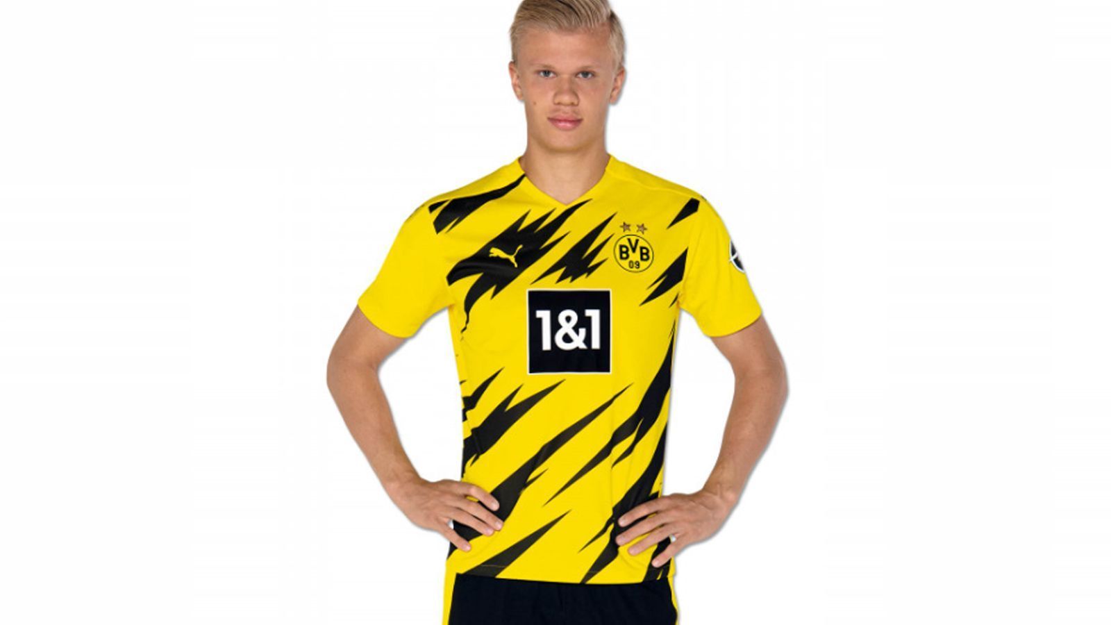 
                <strong>Borussia Dortmund (Heimtrikot 2020/21)</strong><br>
                Bundesligist Borussia Dortmund hat in Person von Erling Haaland einen kurzen Blick auf die neuen Heimtrikots für die Saison 2020/21 gewährt. Besonders auffällig sind die vielen Blitze auf der neuen BVB-Arbeitskleidung für die künftigen Auftritte im Signal Iduna Park. Schnelligkeit und Energie sollen die neuen Trikots vermitteln, die am 1. Juli ganz offiziell vorgestellt werden sollen. 
              