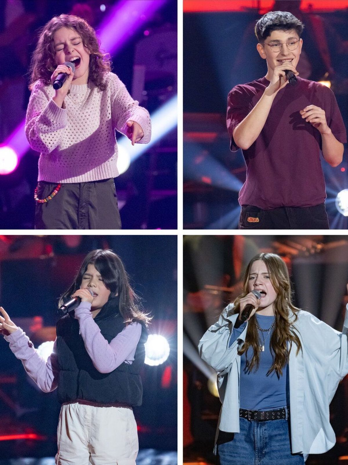Die Finalist:innen von "The Voice Kids" 2024: Anand; Erika; Malya; Lana; Jakob; Frida; Madeleine; Maris