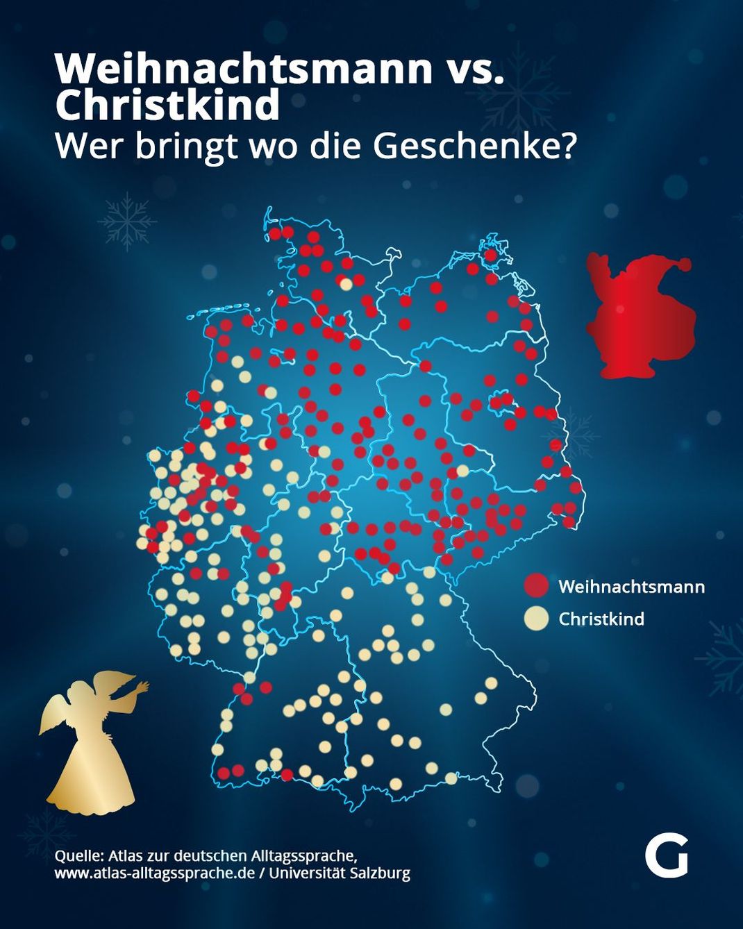 Weihnachtsmann vs. Christkind - Wer bringt wo die Geschenke?