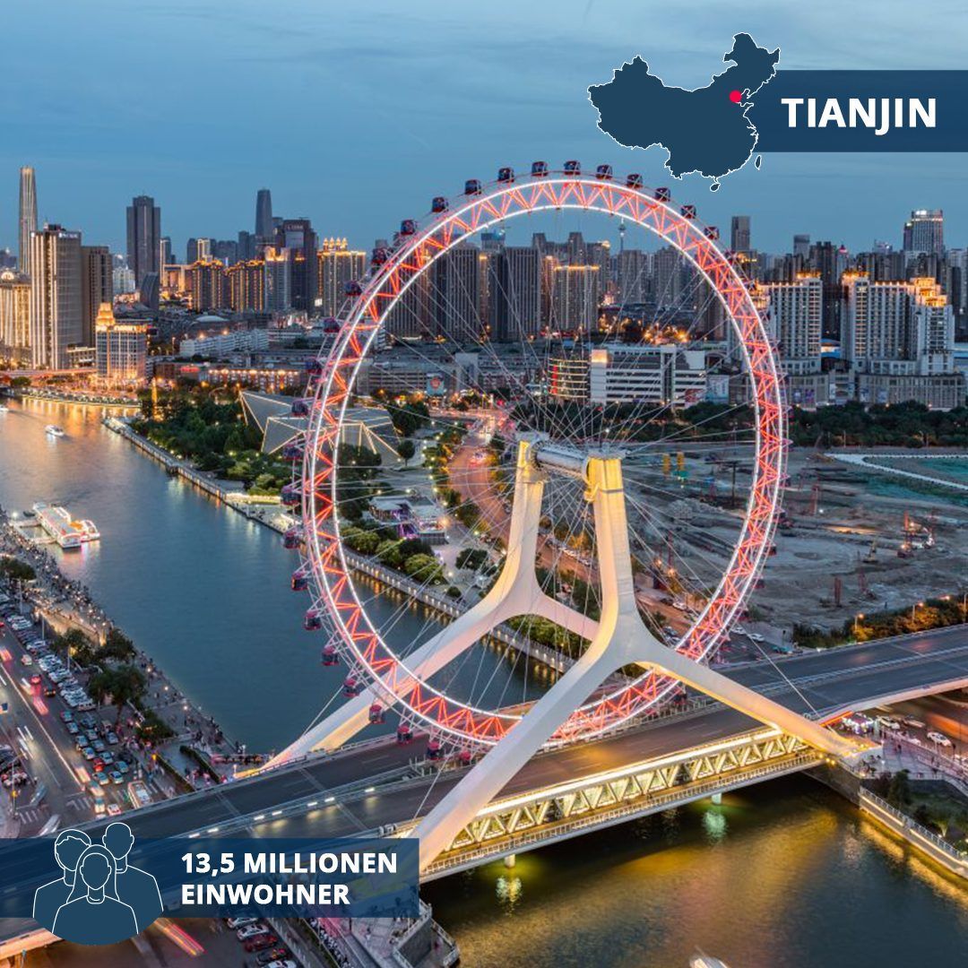 Tianjin, circa 14,01 Millionen Einwohner:innen (2022)