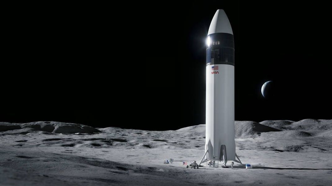 Vorschlag für eine Mondfähre von Elon Musks Raumfahrtunternehmen SpaceX. Ein Großteil der Milliarden wird für den Bau von Landefähren draufgehen.