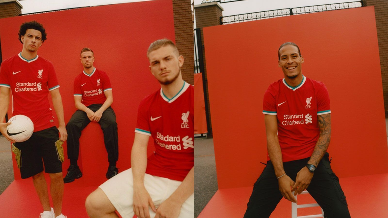 
                <strong>FC Liverpool (Heimtrikot)</strong><br>
                Wenig überraschend wird Englands Meister auch in der Saison 2020/2021 seine Gäste in roten Trikots empfangen. Die sichtbarste Veränderung, die der neue Ausrüster Nike hevorgezaubert hat, ist an Ärmeln und Kragen zu bewundern. Dort wird die Hauptfarbe von blaugrünen und weißen Streifen abgerundet - beide Farben finden sich auch im Wappen des Klubs wieder. So sollen Erinnerungen an die Jerseys zwischen 1993 und 1996 geweckt werden. Und die Fans rennen den "Reds" offenbar die Bude ein: Der LFC verweist im Online-Shop auf die "beispiellose Nachfrage", weshalb es zu Wartezeiten von rund einer Stunde komme.
              