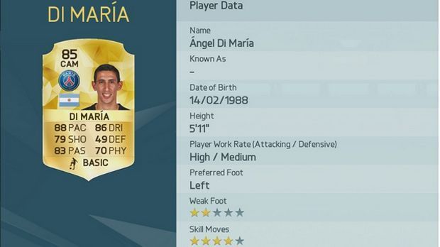 
                <strong>Angel di Maria</strong><br>
                Spielerwert: 85 (-1) - Angel di Maria. Vorheriger Gesamtwert: 86.
              