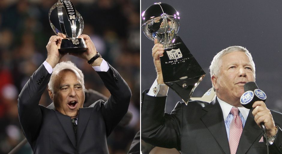 
                <strong>Ihre Erfolge mit der Franchise</strong><br>
                Zuletzt müssen wir natürlich einen Blick auf die Erfolge der beiden Franchises seit der Übernahme von Lurie und Kraft schauen. Hier gibt es kein Zweifel, dass der Patriots-Owner die Nase vorn hat. Unter Kraft gewannen die Patriots neunmal die AFC, stehen also auch zum neunten Mal im Super Bowl. Fünfmal konnten sie diesen bislang für sich entscheiden, dieses Jahr könnte ein weiterer Titel hinzukommen. Die Eagles gewannen in der Lurie-Ära immerhin achtmal ihre Division und zogen zweimal in den Super Bowl ein. Am Sonntag möchte er zum ersten Mal die Vince-Lombardi-Trophy in die Höhe recken.
              