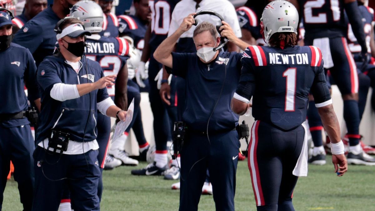 New England Patiots: Bill Belichick im Gespräch mit Cam Newton
