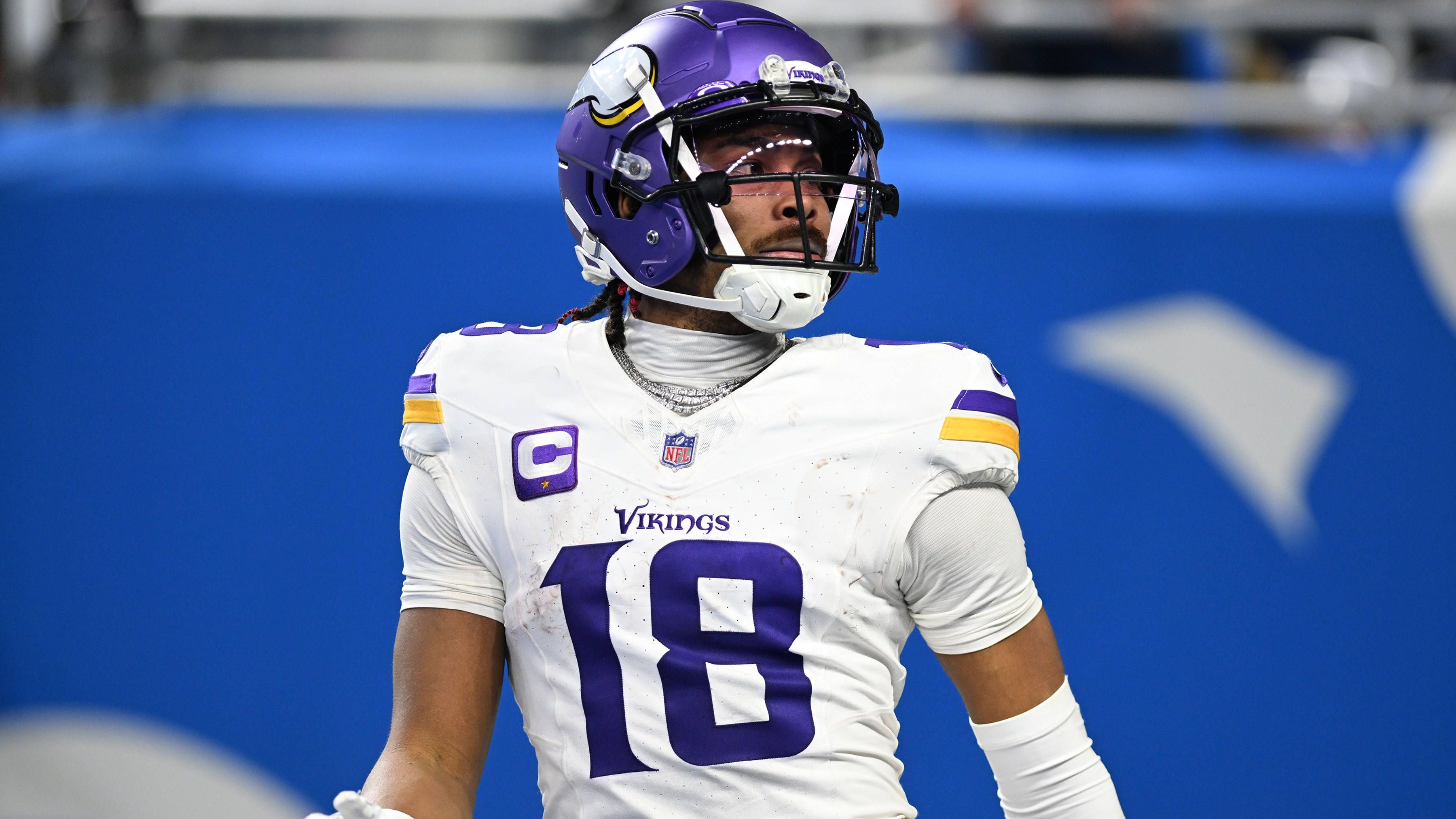 <strong>Minnesota Vikings</strong><br>Quarterback: Sam Darnold<br>Running Back: Aaron Jones<br>Wide Receiver: Justin Jefferson, Jordan Addison, Brandon Powell<br>Tight End: T.J. Hockenson