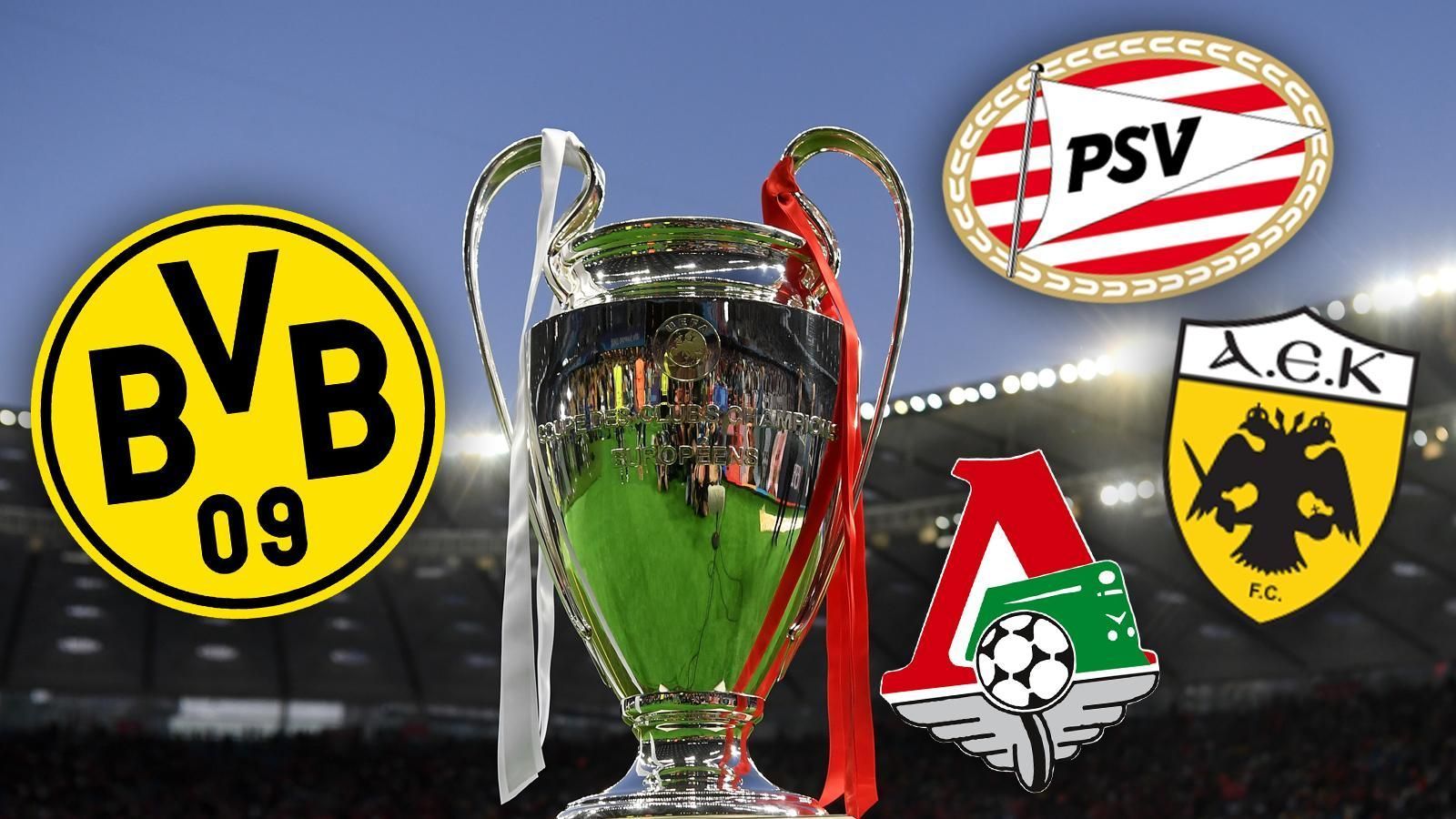 
                <strong>Borussia Dortmund: Mögliche leichte Gruppe</strong><br>
                Deutlich weniger Sorgenfalten würde den BVB-Verantwortlichen folgende Gruppenauslosung bereiten: Der russische Meister Lokomotive Moskau (Lostopf 1), die PSV Eindhoven (Lostopf 3) und der Vertreter aus Griechenland AEK Athen (Lostopf 4).
              