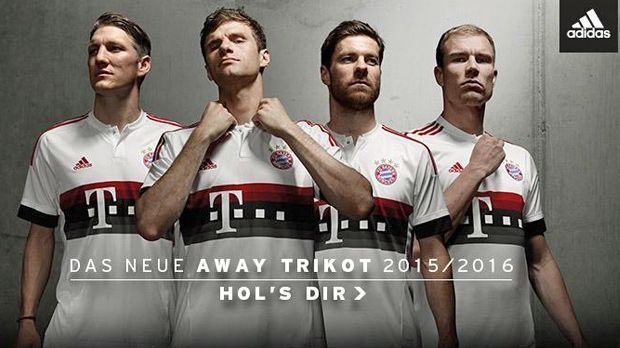 
                <strong>Das neue Auswärtstrikot des FC Bayern München</strong><br>
                Jetzt ist es offiziell! Mit diesen Trikots geht der FC Bayern München in der neuen Saison auswärts an den Start. "Stilecht Auswärtssiege feiern", schreibt der Rekordmeister auf seinem Twitter-Account zu dem neuen Look.
              