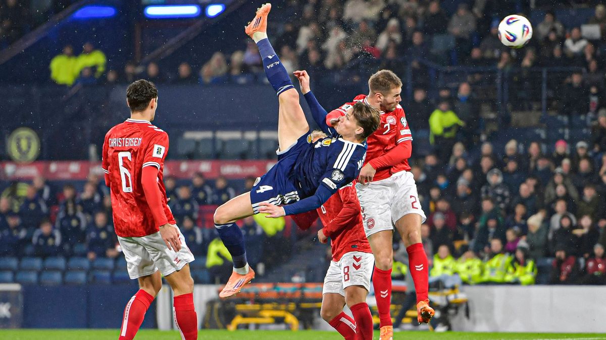 Scotland v Denmark 2026 FIFA World Cup, WM, Weltmeisterschaft, Fussball Qualifiers Scott McTominay of Scotland scores their sides first goal of the match during the 2026 FIFA World Cup Qualifiers G...