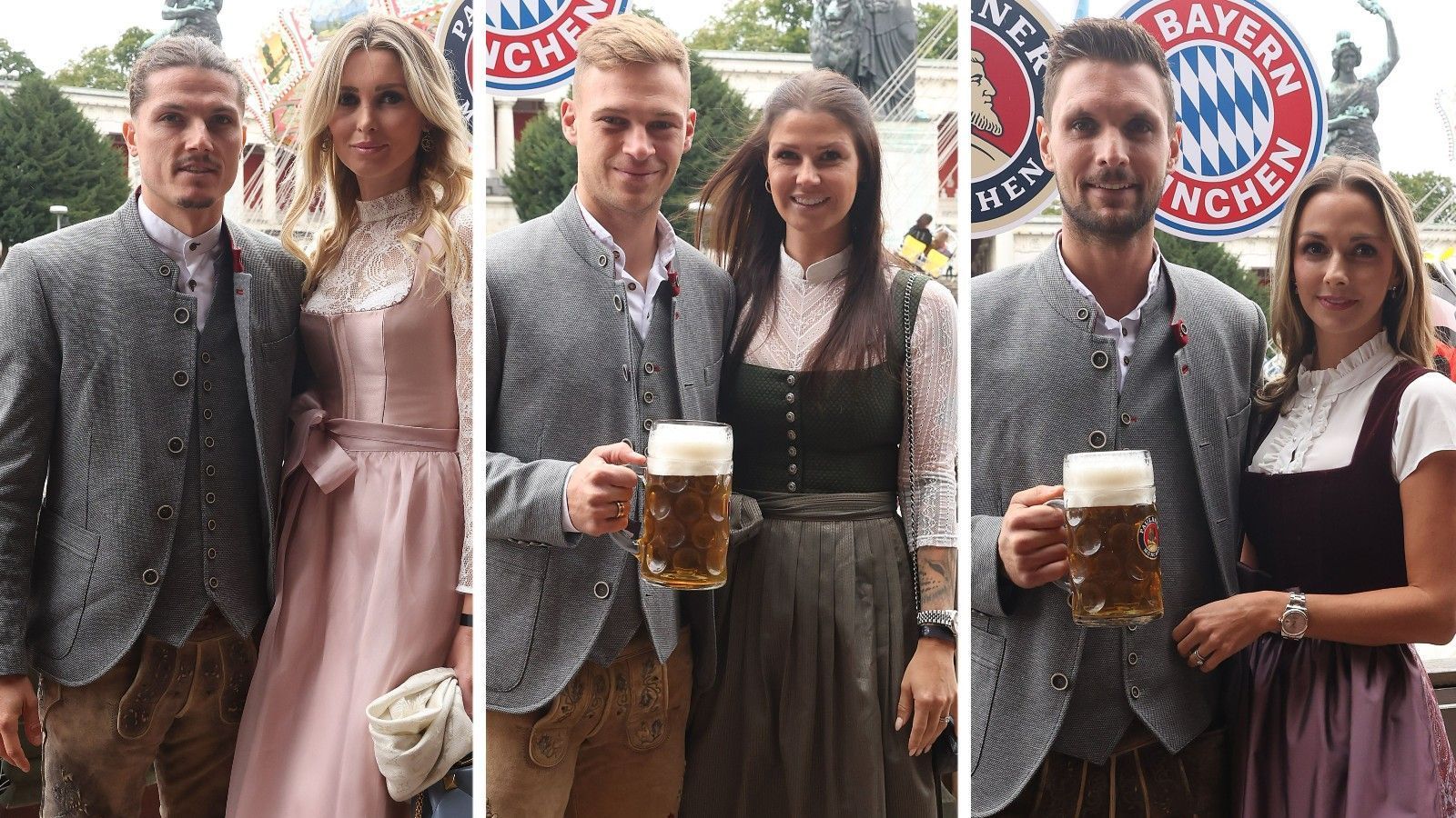 
                <strong>Sabitzer, Kimmich und Ulreich</strong><br>
                Drei andere Spieler kamen mit den Damen ihres Herzens: Marcel Sabitzer (l.) zeigte sich mit Freundin Katja Kühne, Joshua Kimmich mit Ehefrau Lina und Torhüter Sven Ulreich mit Frau Lisa.
              