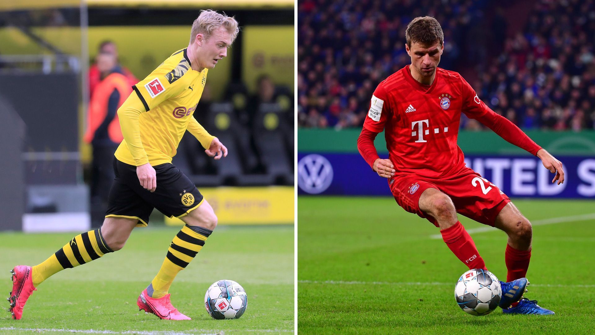 
                <strong>Offensives Mittelfeld: Julian Brandt vs. Thomas Müller</strong><br>
                Julian Brandt befindet sich aktuell in bestechender Form. Beim Geisterderby gegen Schalke war der 24-jährige Reus-Ersatz Dreh und Angelpunkt der Dortmunder Offensive und begeisterte beim 4:0-Erfolg mit zwei Vorlagen. Dass Favre ihn aktuell im Zentrum aufstellt, kommt Brandt zugute, da er dort seine Stärken am besten ausspielen kann. Doch im Spiel gegen Bayern bekommt er es mit Joshua Kimmich zu tun. Es gibt weiß Gott leichtere Gegenspieler. Auch sein Pendant auf Münchner Seite spielt derzeit groß auf. Unter Hansi Flick erlebt Thomas Müller aktuell seinen zweiten Frühling. Seit Flick bei den Bayern das Ruder in der Hand hält, steuerte Müller sieben Treffer und 13 Torvorlagen bei. Insgesamt steht der 30-Jährige nach 27 Spieltagen bei 17 Vorlagen. Nur Kevin De Bruyne war in der Saison 2014/15 zu diesem Zeitpunkt besser. Und gegen Dortmund ist Müller immer heiß wie Frittenfett. Spielerisch schenken sich Brandt und Müller die Tage nichts, aber die Torgefahr spricht in diesem Duell für Müller, daher geht der Punkt an den Münchner. BVB 3,5:5,5 Bayern
              