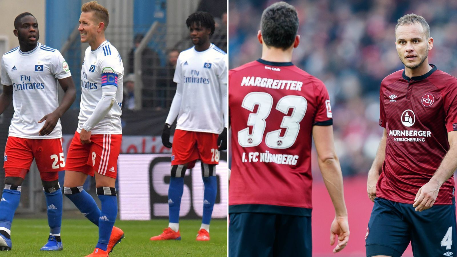 
                <strong>Hamburger SV - 1. FC Nürnberg 2:1</strong><br>
                Der Hamburger SV hat sich an der Tabellenspitze der zweiten Liga festgesetzt - und das, obwohl die Hanseaten zwei der letzten drei Spiele verloren haben. Im Pokal steht im Achtelfinale ein Duell gegen Nürnberg an, bei dem der HSV keinesfalls als Außenseiter zu sehen ist. Denn: Der "Club" ist in der Bundesliga seit 14 Spielen ohne Sieg und somit mittendrin im Abstiegskampf. Das Spiel gegen den HSV könnte bei Spielern und Verantwortlichen als zusätzliche Belastung angesehen werden, denn der Klassenerhalt hat oberste Priorität. Zudem bekleckerten sich die Franken im DFB-Pokal in dieser Saison nicht gerade mit Ruhm, kamen gegen Linx (2:1) und Hansa Rostock (6:4 im Elfmeterschießen) in den bisherigen zwei Runden jeweils nur knapp weiter.
              