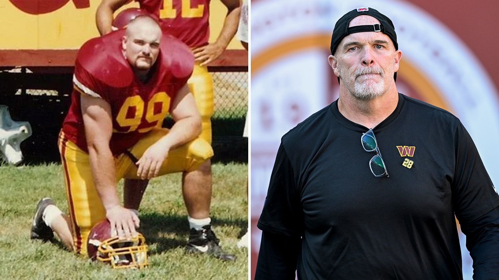 <strong>Dan Quinn (Washington Commanders)</strong><br>Position: Linebacker, Defensive Line<br>College: Salisbury<br>NFL: -