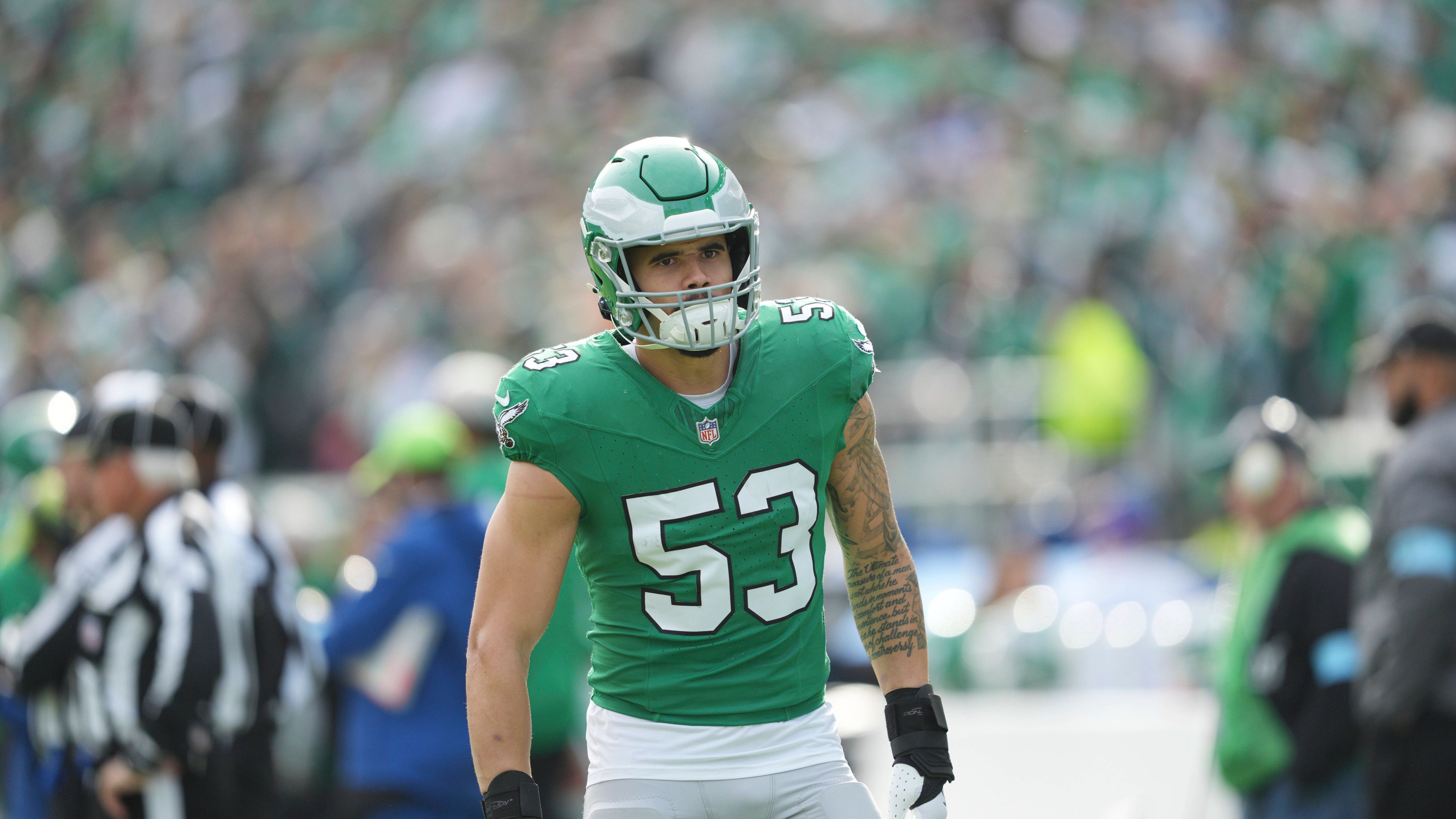 <strong>Defense (Team 1)</strong><br>Zack Baun<br>Team: Philadelphia Eagles<br>Position: Linebacker