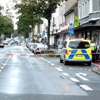 Einsatzkräfte der Polizei sind in Recklinghausen nach der Tötung eines 31-Jährigen im Einsatz.