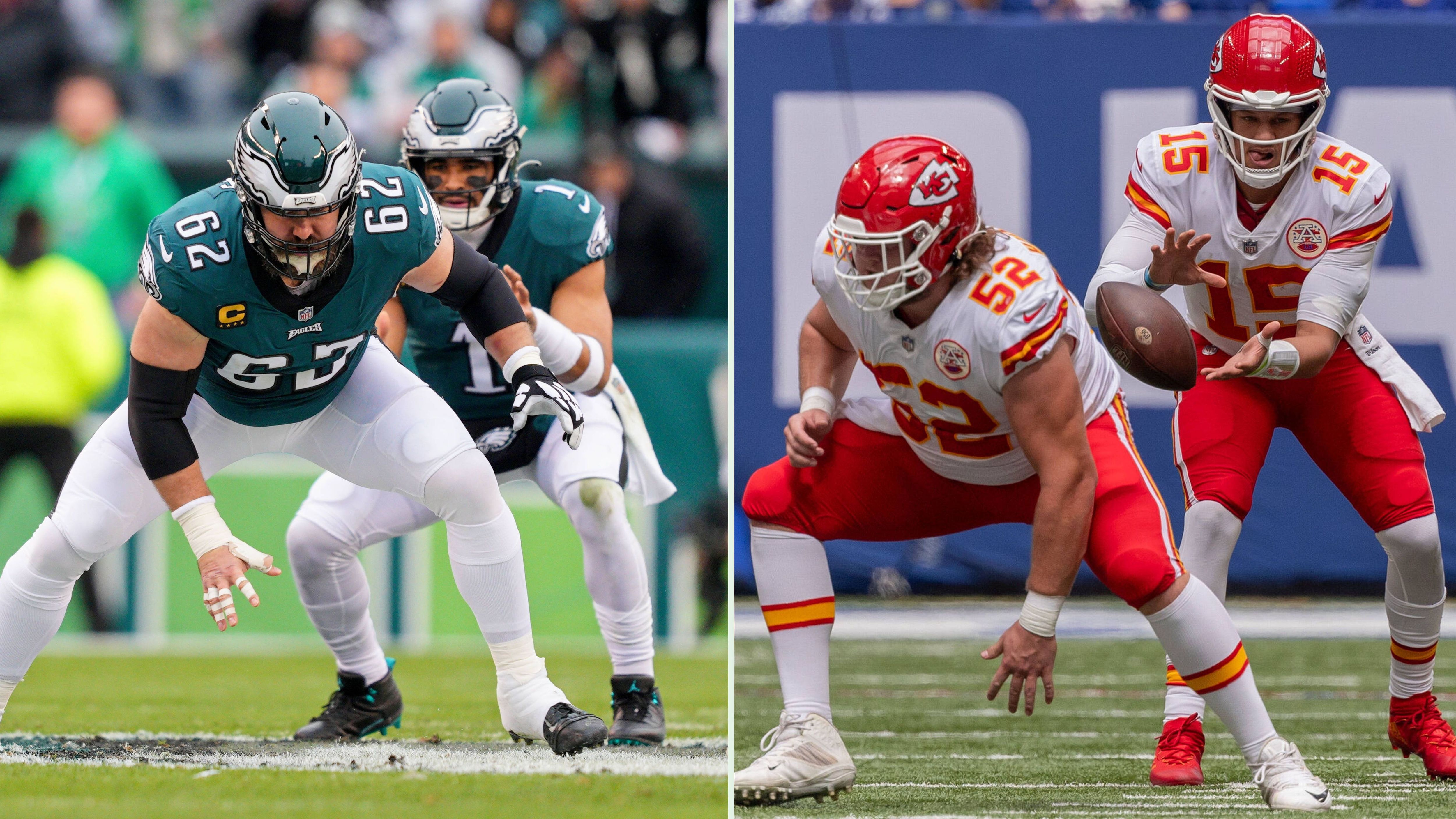 
                <strong>Offensive Line</strong><br>
                Die Eagles stellen die wohl beste Offensive Line der NFL. Einer der Eckpfeiler der O-Line ist Lane Johnson, der trotz anhaltender Leistenverletzung konstant starke Leistungen liefert. Der 32-Jährige hat seit unglaublichen zwei Spielzeiten keinen Sack mehr zugelassen. Die wahre Stärke von Philadelphias O-Line ist aber, dass es keine wirkliche Schwachstelle gibt. Alle fünf Offensive Linemen der Eagles spielen auf sehr hohem Niveau. Als Einheit steht die Offensive Line der Eagles laut "Pro Football Focus" an erster Stelle im Pass Blocking, an zweiter Stelle bei der Pressure Rate und an dritter Stelle beim Run Blocking. Im Zentrum steht mit Center Jason Kelce einer der Besten seines Faches. Konkret ließ Kelce in dieser Saison nur in 1,2 Prozent der Situationen Druck zu, was unter allen Offensive Linemen, die mindestens 500 Pass Blocking Snaps verzeichneten, den zweiten Platz in der Liga bedeutete. Auf Seiten der Chiefs steht eine O-Line, die im "ESPN"-Ranking vor der Saison als die Beste der Liga eingeschätzt wurde. Die Chiefs-Line ist ebenfalls eine der besseren der Liga. Gegen die Bengals musste Mahomes aber erstmals seit elf Spielen wieder mehr als zwei Sacks einstecken. Vorteil Eagles, 3:2
              