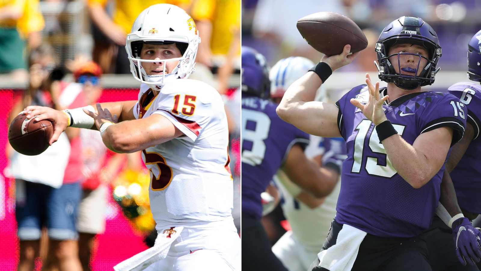 
                <strong>Angeberwissen zu Iowa State Cyclones vs. TCU Horned Frogs</strong><br>
                Die College-Football-Saison 2019 geht in die sechste Runde. Diesen Samstag übertragen ProSieben MAXX und ran.de ab 17:45 Uhr live die Partie der Iowa State Cyclones gegen die TCU Horned Frogs. Wir haben das Angeberwissen zur Partie - für alle Football-Nerds und jene, die es werden wollen.
              