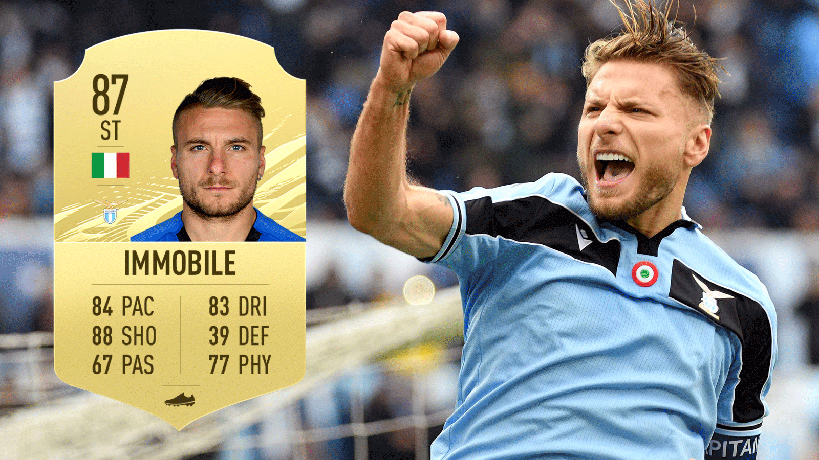 
                <strong>Platz 8: Ciro Immobile</strong><br>
                Verein: Lazio RomNation: ItalienGesamtstärke: 87
              